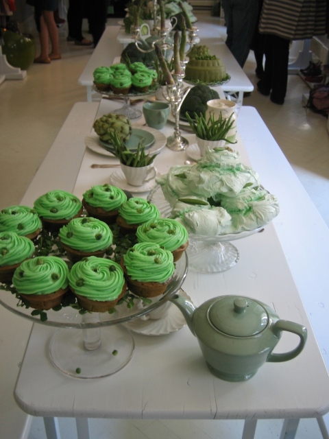 Display of green themed food at Joules winter 2010 press day