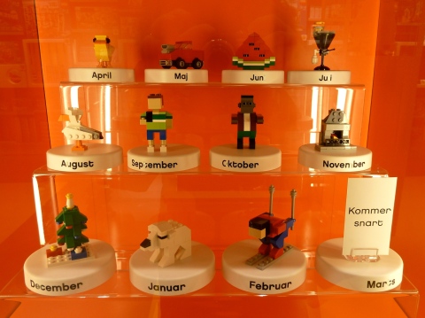The Copenhagen Lego store has unique models built into display cabinets ar