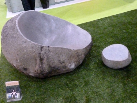 Hewn rock lounger from The Stone Chef based in West Somerset