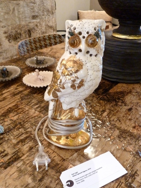 Amazing owl light with vintage transfers from Mint in London