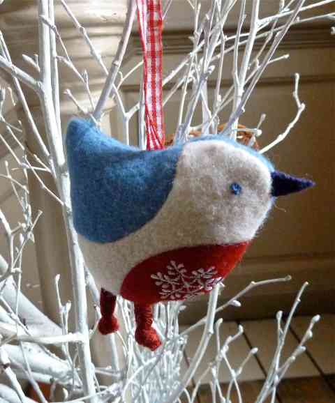 Cute felted bird Xmas tree decoration from The White Company for Christmas 2011