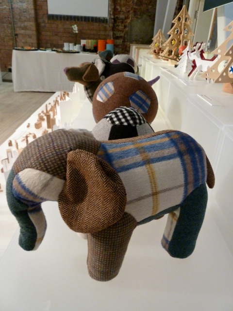 So chic, the new patchwork tweed elephant at Muji for Xmas 2011