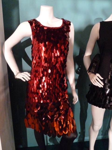 Channeling Prada in Mum's big sequin party dress, Xmas 2011 at Marks and Spencer
