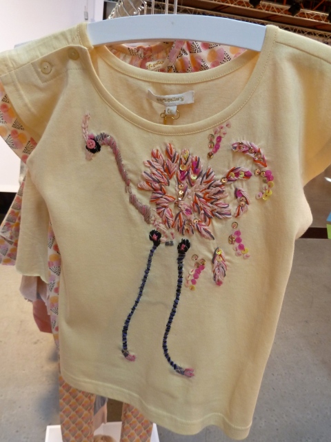 Delicate flamingo embroidery from Soft Gallery for children's fashion summer 2012