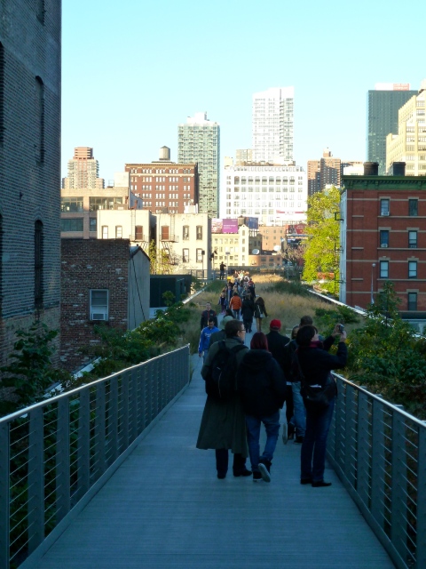 Walking the High Line railway park near to the end at 30th St in Manhattan